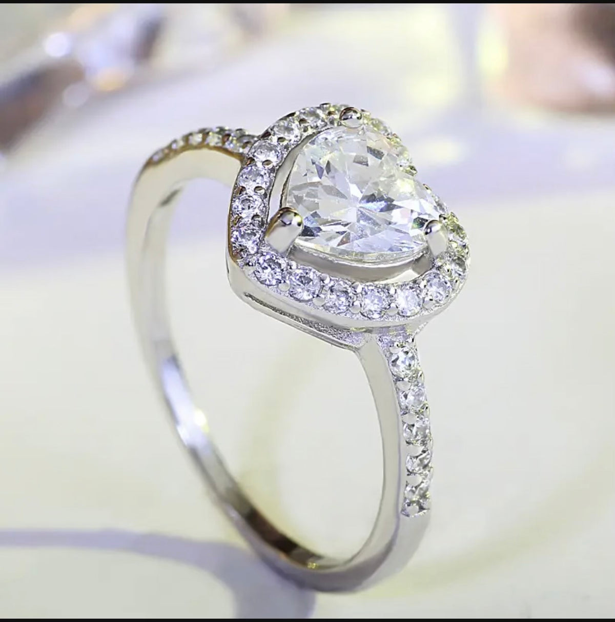 Heart-Shaped Love Ring Zircon Female Fashion Jewelry