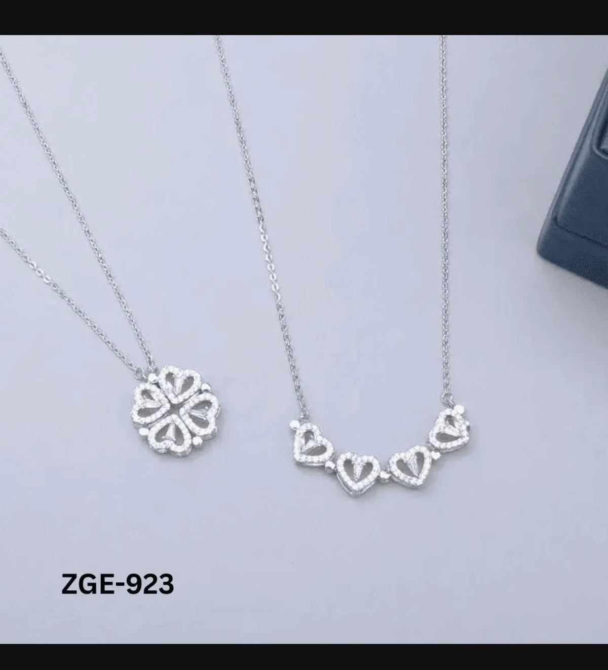 Magnetic Heart Clover Necklace Golden Silver 4 Leaf