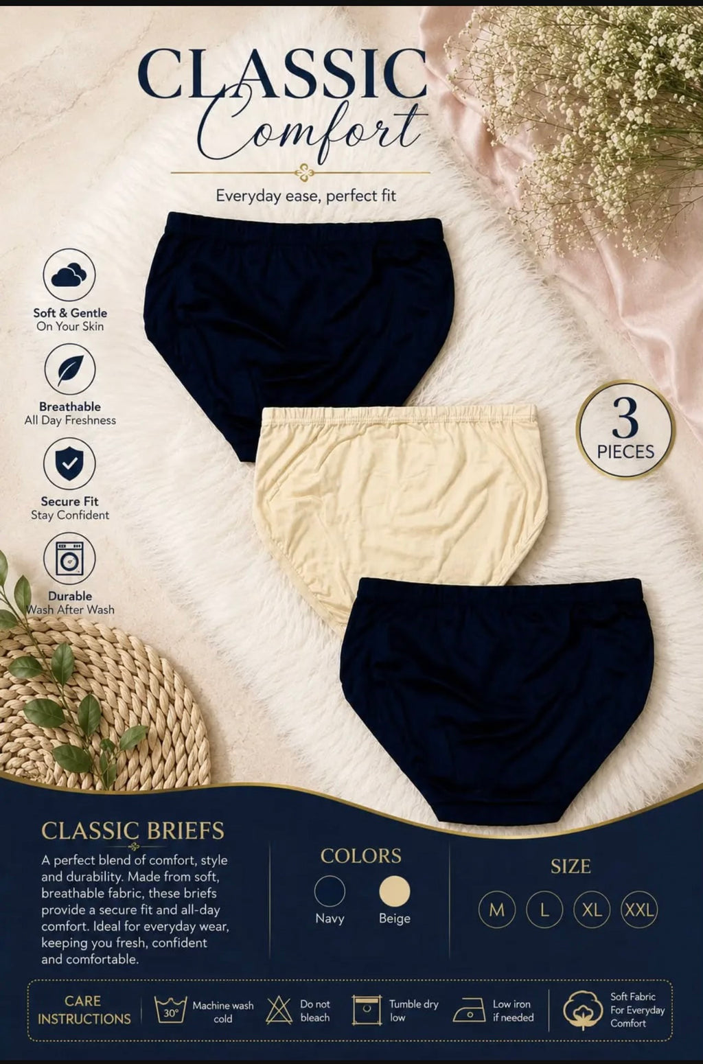 Cotton Plain Comfortable And Breathable Plain Panties premium quality
