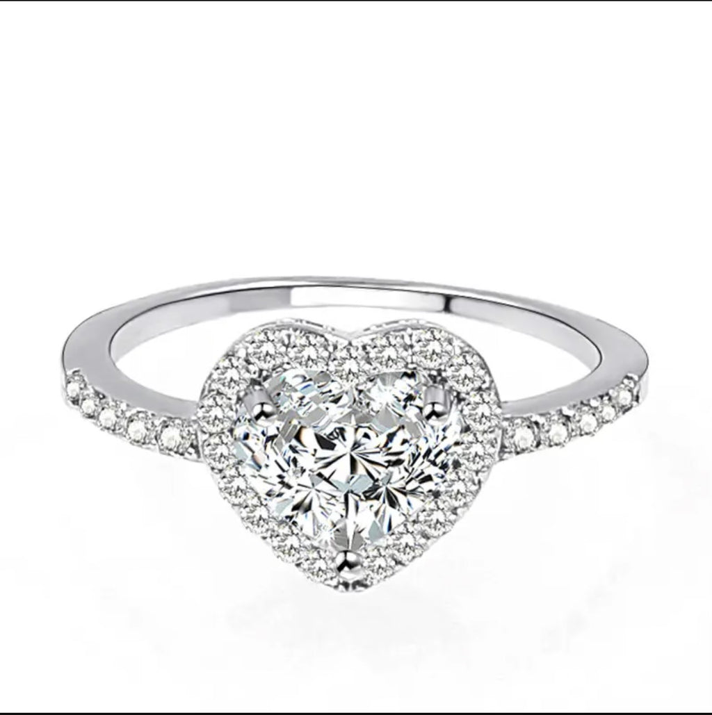 Heart-Shaped Love Ring Zircon Female Fashion Jewelry