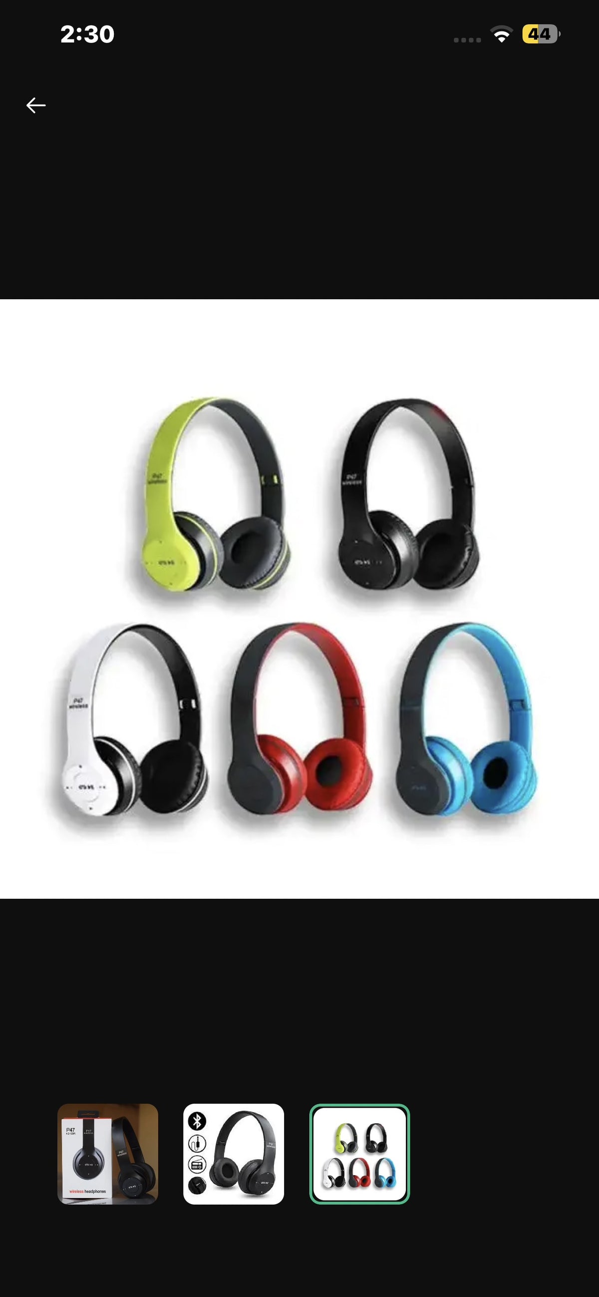 Wireless Headphones, P47 Bluetooth Foldable Headset with Microphone Support FM Radio TF for PC TV Smart Phones & Tablets Etc