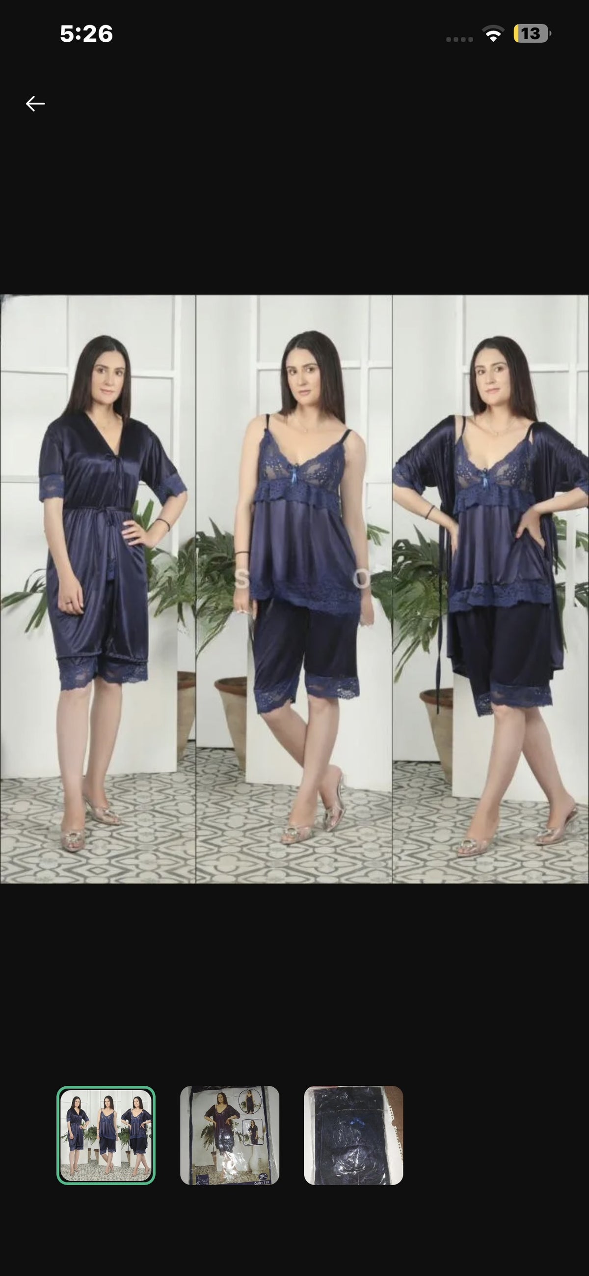 Blue Velvet Nightwear Set for Women