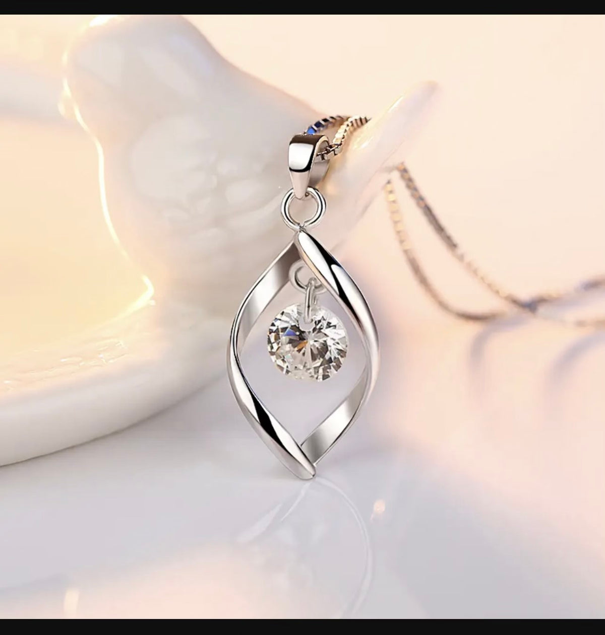 Silver Rotating Love Necklace for Women Korean Style