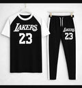 Men's Lakers 23 Printed Cotton Track Suit Black White
Stripe