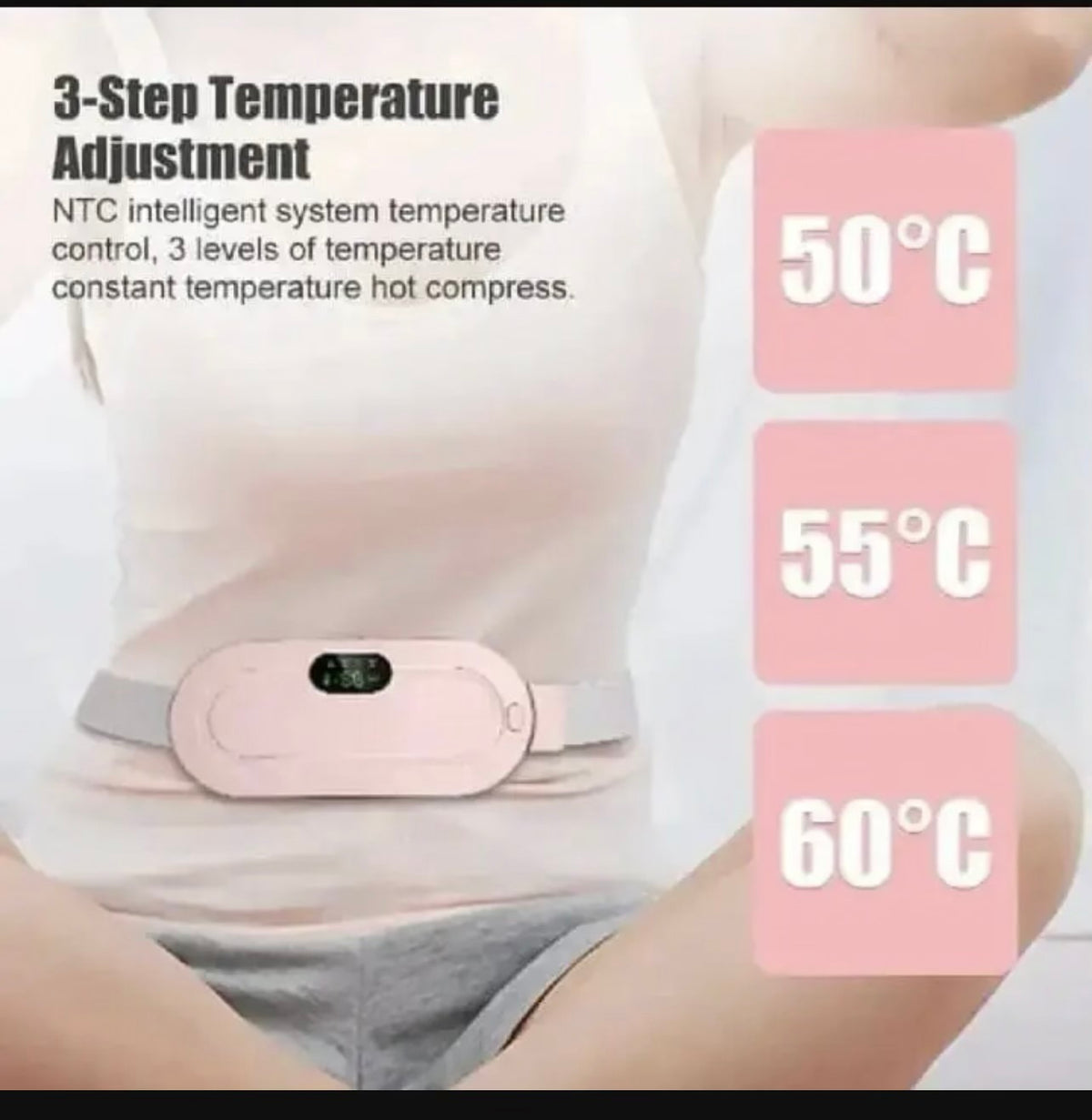 Period Cramp Relief Belt Portable Electric Heating Pad with Massager for Women