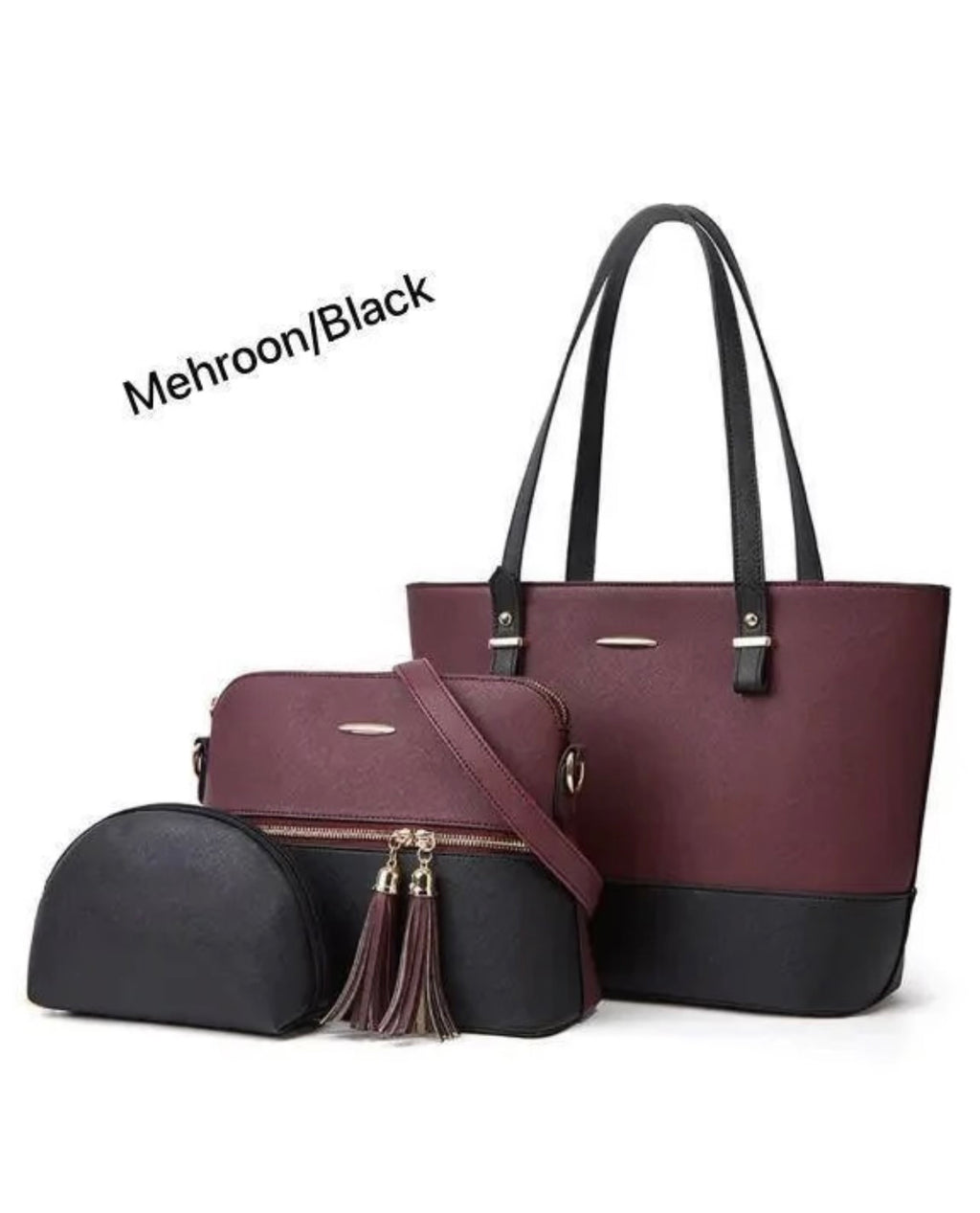 Women PU Leather 3-Piece Multicolor Handbag Set