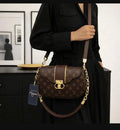 Women's Brown Leather Shoulder Bag with Chain Strap
