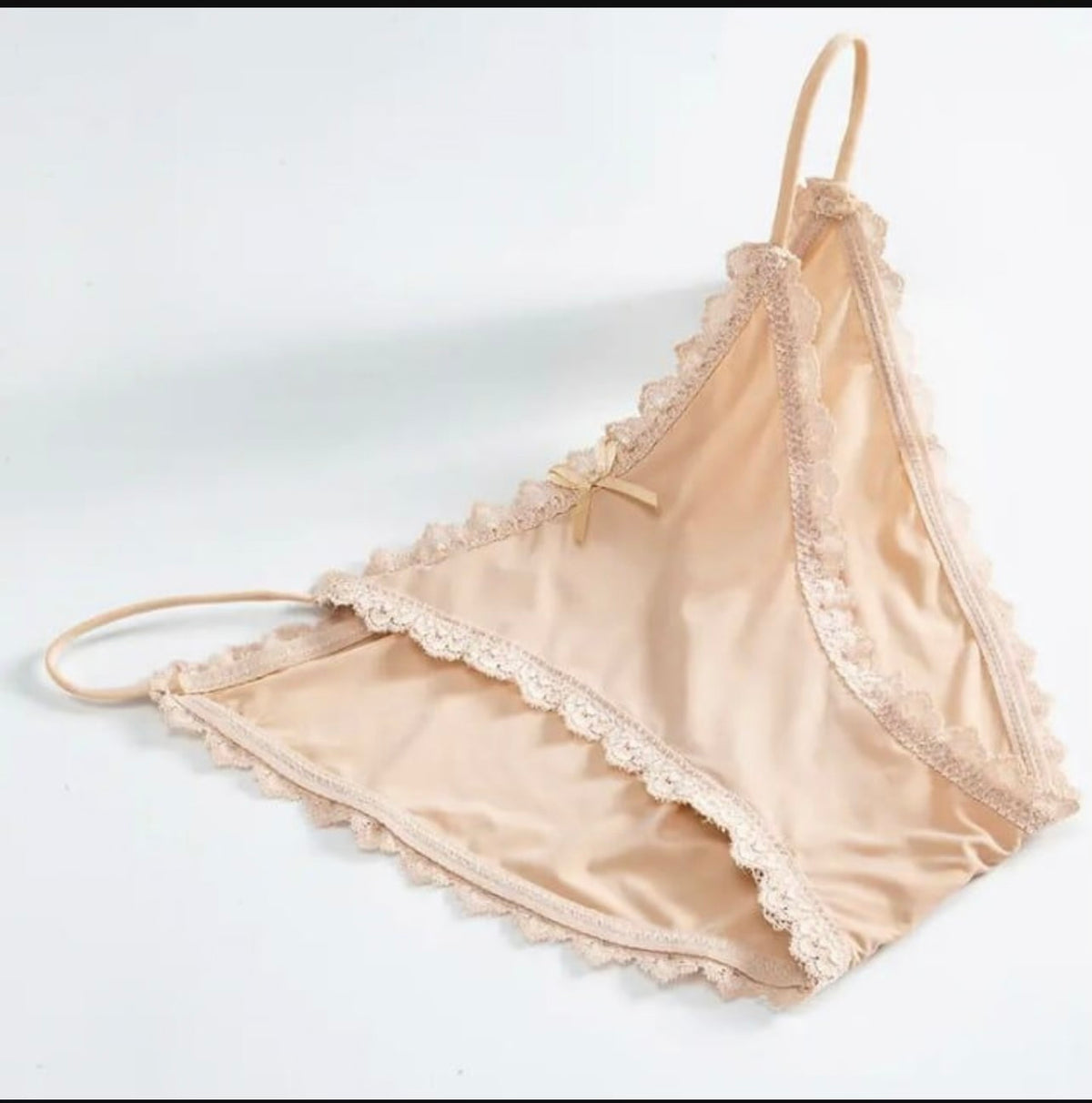 Beige Silk Lace G-String Women's Underwear