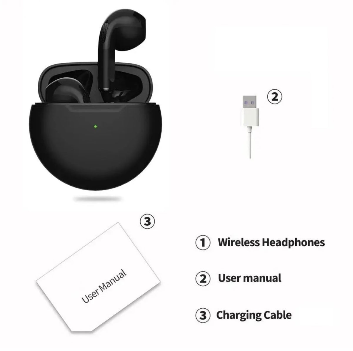 Pro 6 Wireless Earbuds + Charging Case