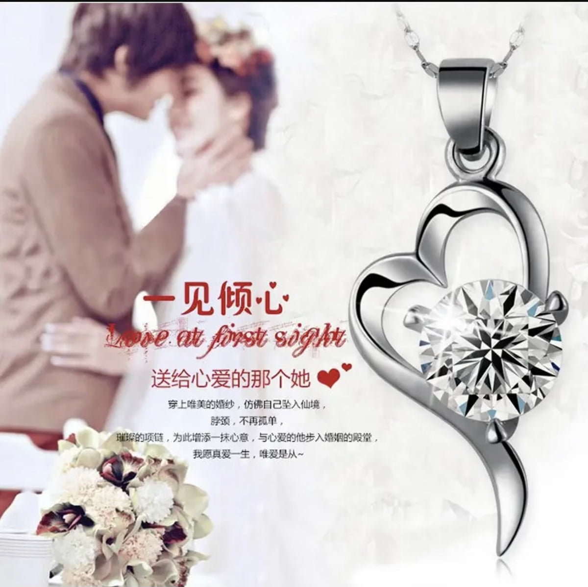 Silver Plated Korean Love Pendant Necklace for Women