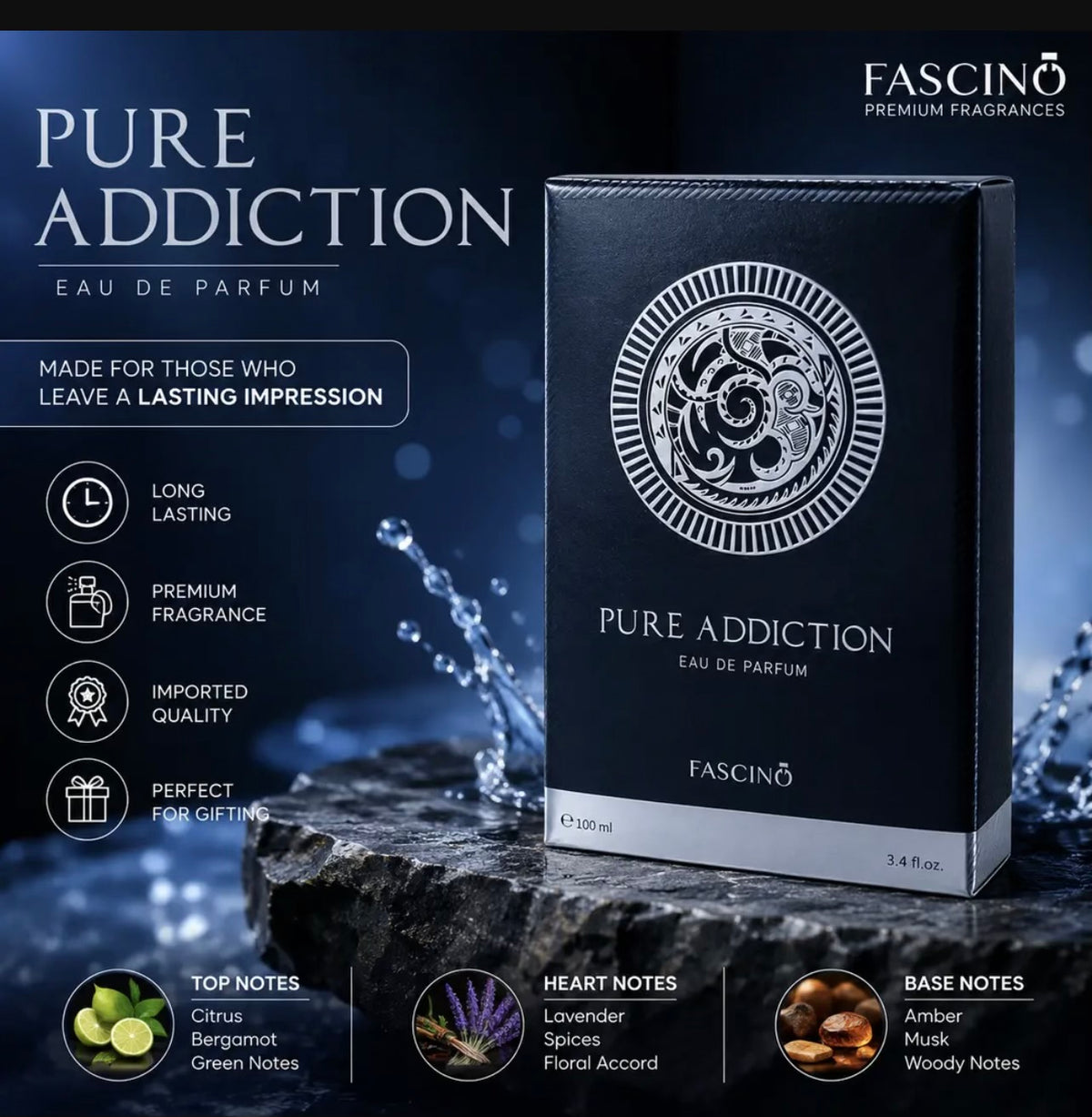 PURE ADDICTION premium men's perfume, 100ml