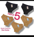 Women Cotton Plain Panties Pack of 5 Multi Colors