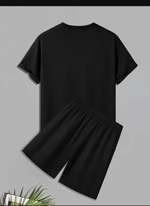 1 Pc Men's Polyester Printed T-Shirt & Shorts Tracksuit