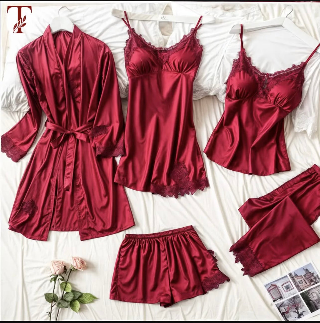 Jersey Lace Lightweight And Breathable Nightwear Set