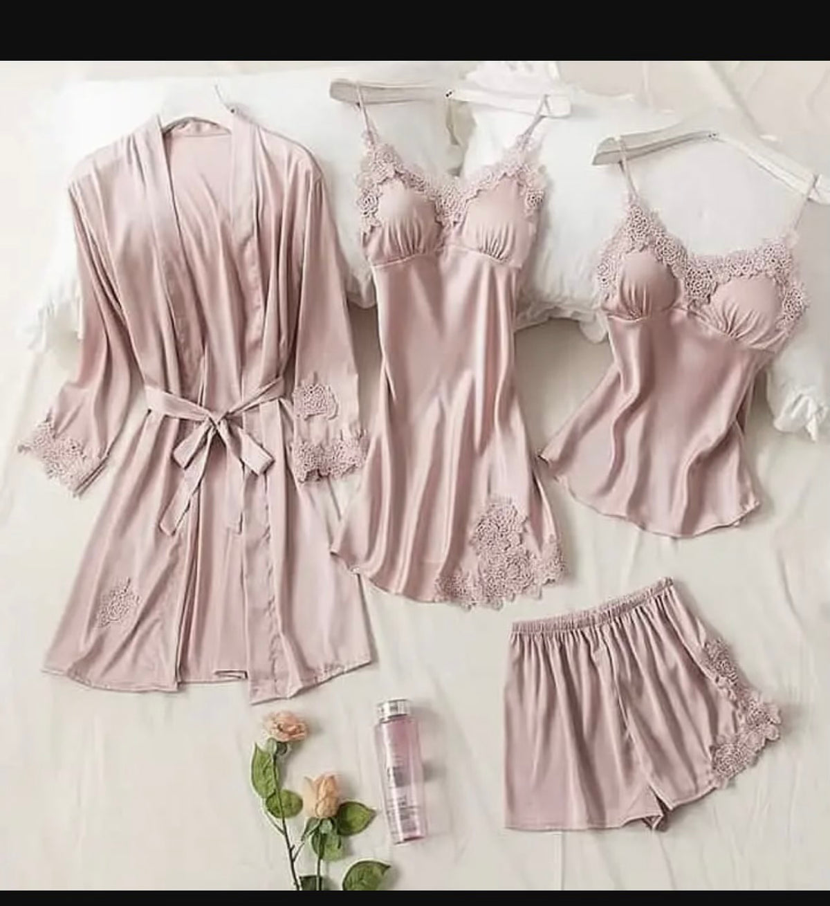 5Pc Bridal Nightwear Set (Gown,Camisole, Shorts,Trouser)