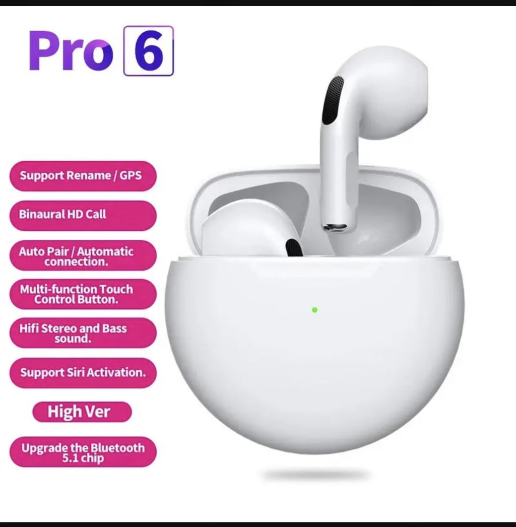 Pro 6 Wireless Earbuds + Charging Case