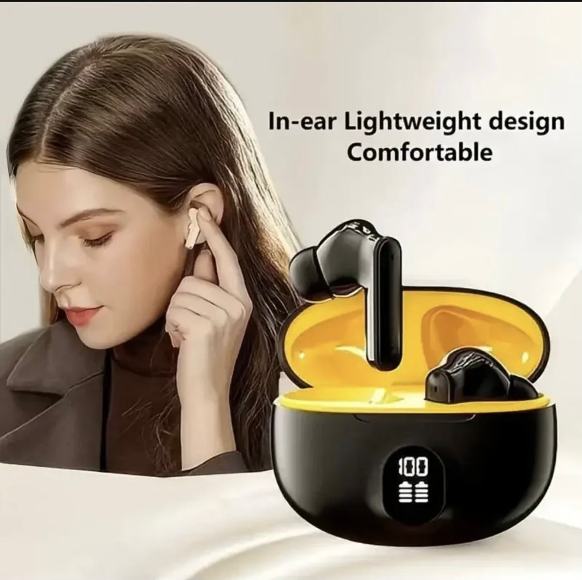 Black Long-Lasting Battery With Fast Charge 5.2 Earbuds