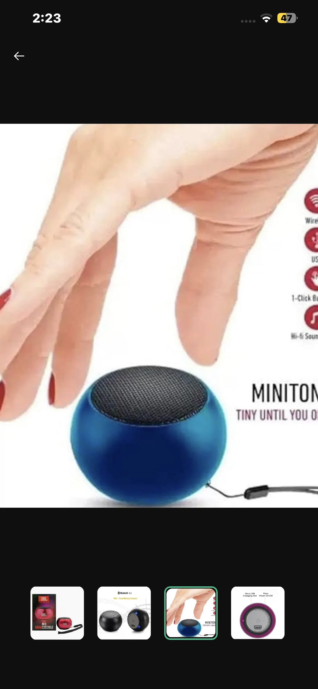 JBL M3 Mini Portable Bluetooth Speaker Red Bassful