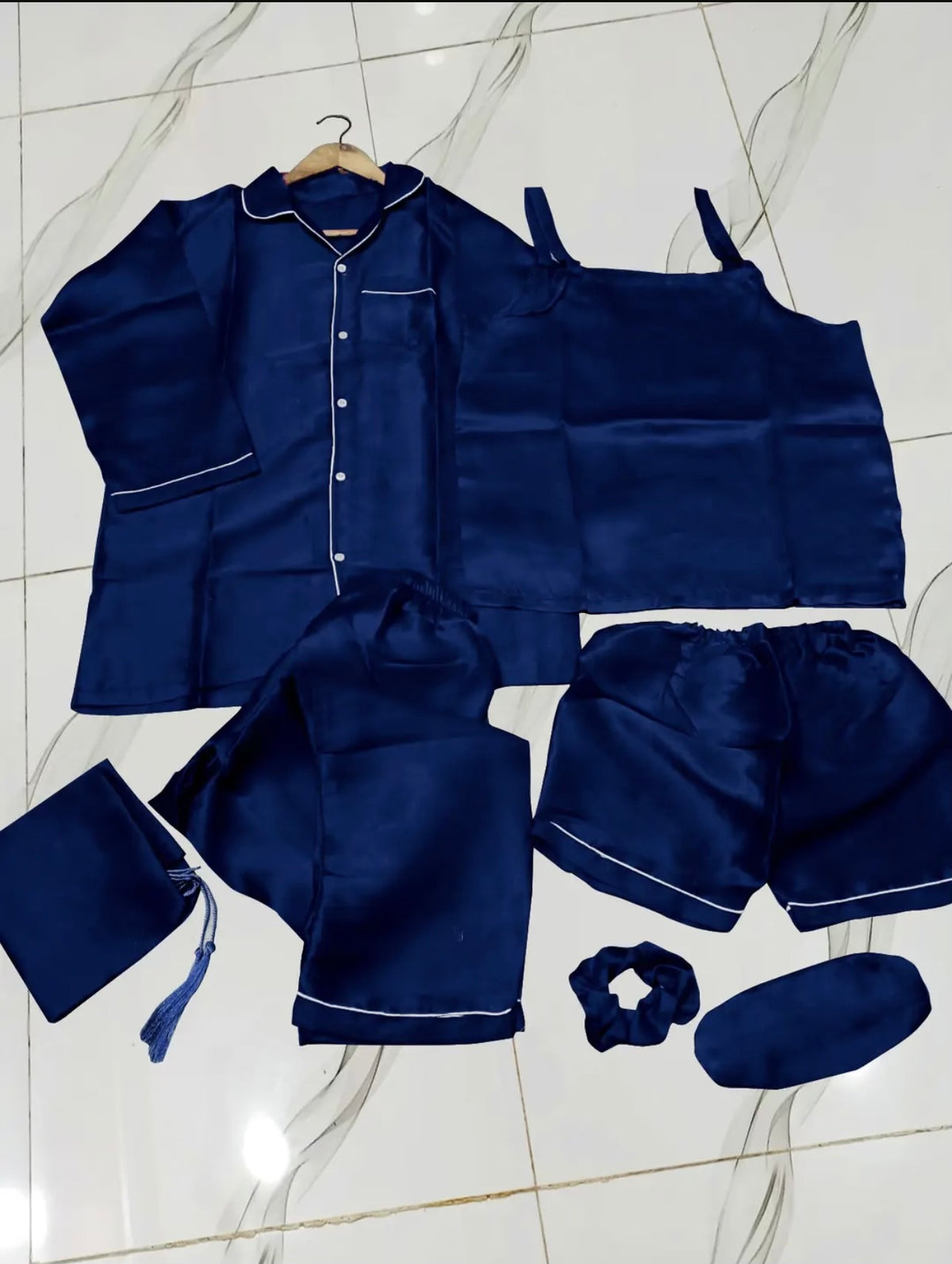 7 Pcs Women's Shamose Silk Nightwear Set