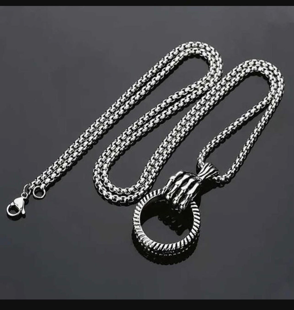 Ring Pendant Necklace for Women, Adjustable Chain, Alloy material