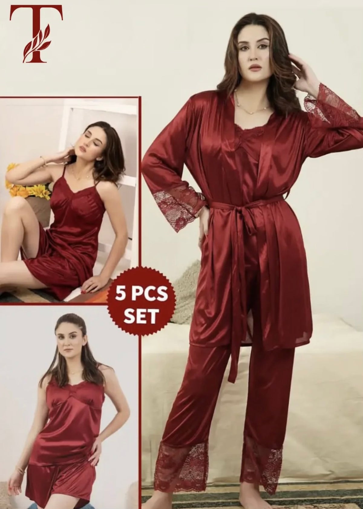 Jersey Lace Comfortable And Lightweight Nightwear Set