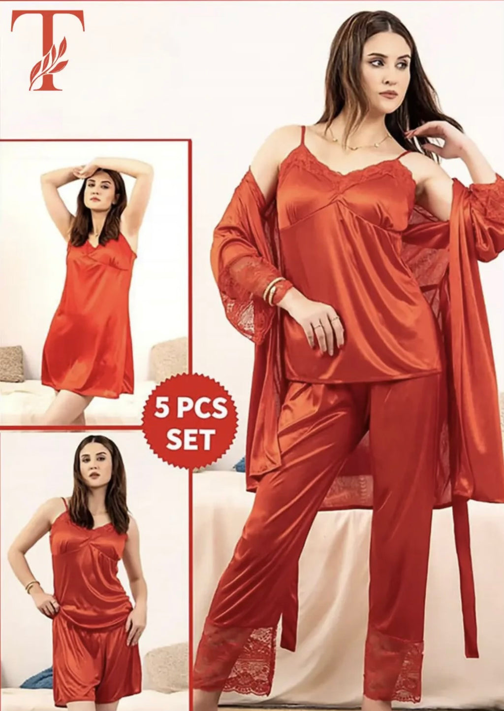 Jersey Lace Comfortable And Lightweight Nightwear Set