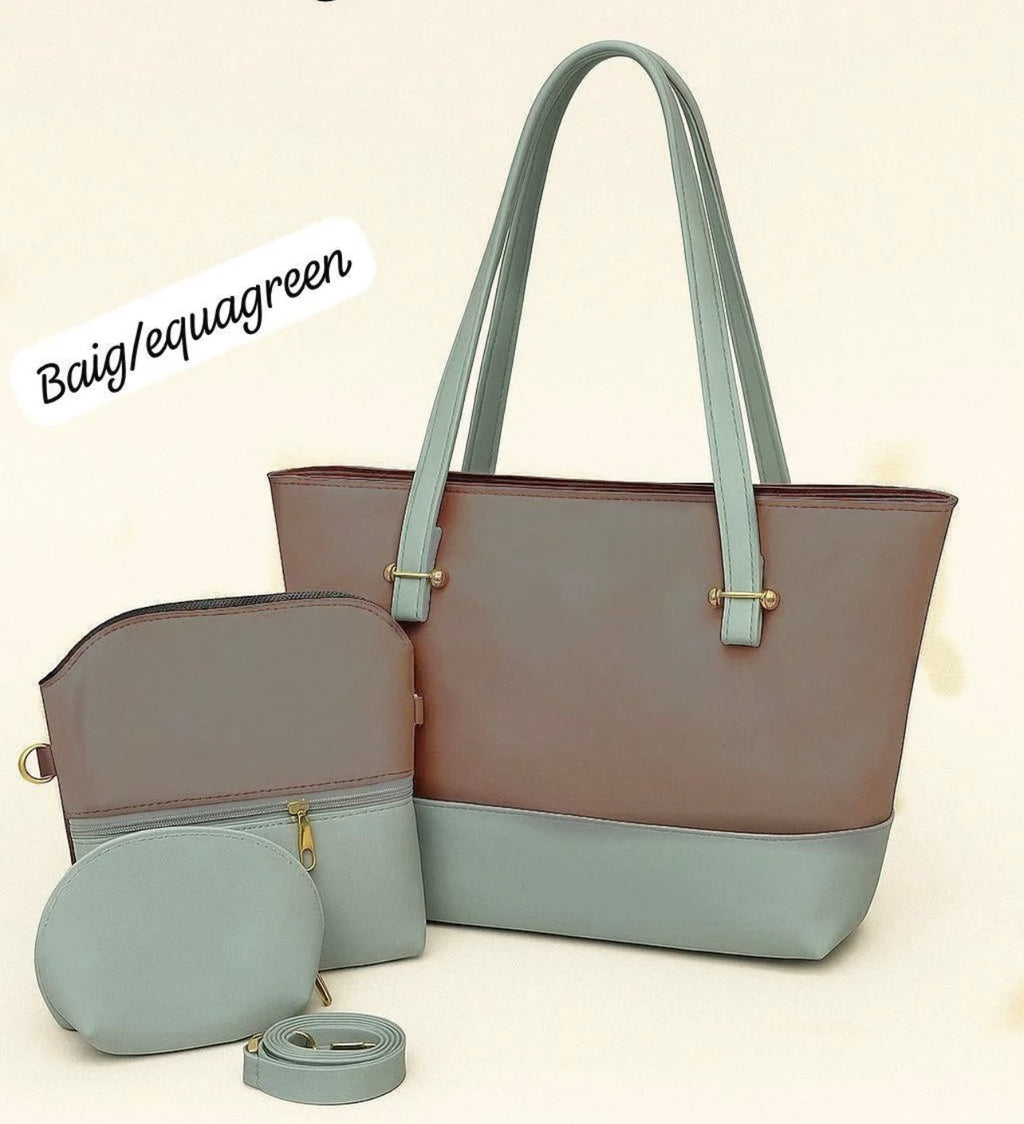 Women PU Leather 3-Piece Multicolor Handbag Set