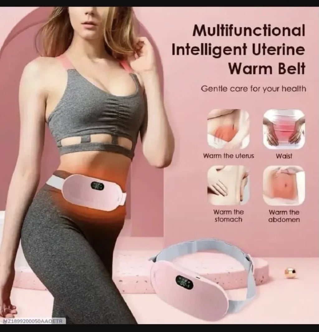 Period Cramp Relief Belt Portable Electric Heating Pad with Massager for Women