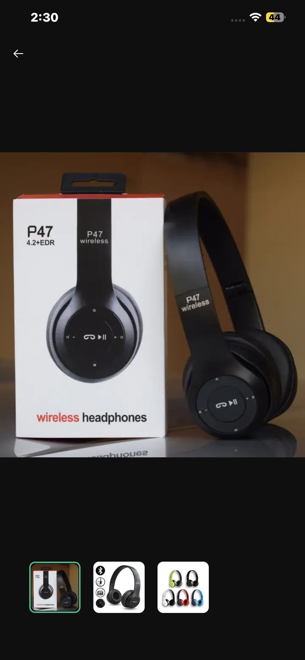 Wireless Headphones, P47 Bluetooth Foldable Headset with Microphone Support FM Radio TF for PC TV Smart Phones & Tablets Etc