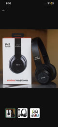 Wireless Headphones, P47 Bluetooth Foldable Headset with Microphone Support FM Radio TF for PC TV Smart Phones & Tablets Etc