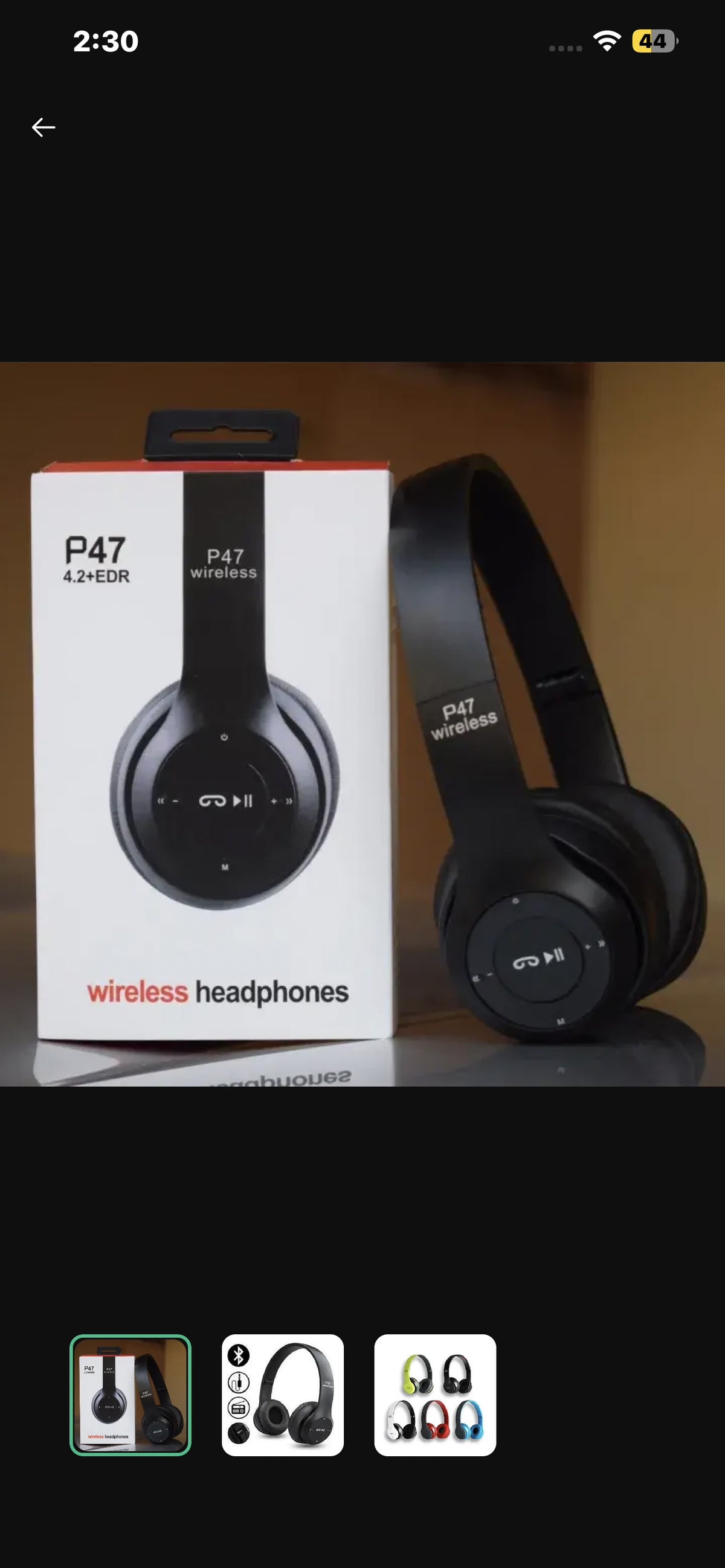Wireless Headphones, P47 Bluetooth Foldable Headset with Microphone Support FM Radio TF for PC TV Smart Phones & Tablets Etc