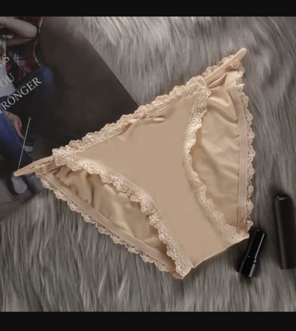 Beige Silk Lace G-String Women's Underwear