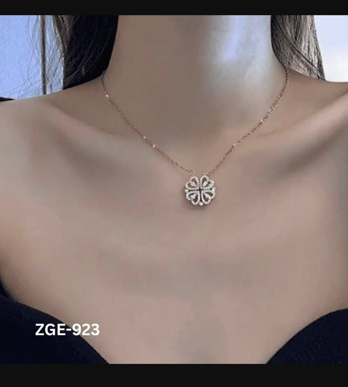 Magnetic Heart Clover Necklace Golden Silver 4 Leaf