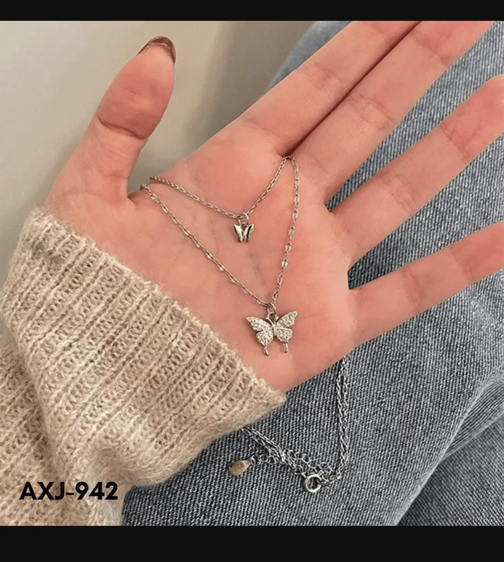 Silver Butterfly Necklace for Women
