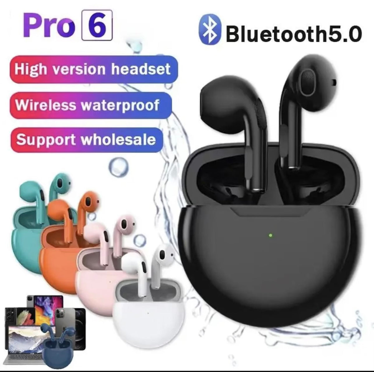 Pro 6 Wireless Earbuds + Charging Case