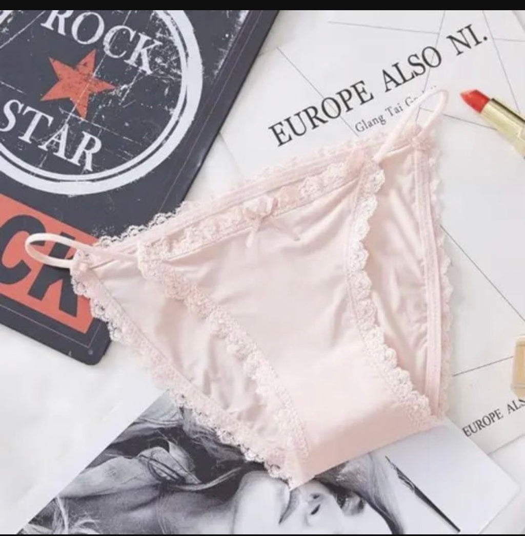 Beige Silk Lace G-String Women's Underwear
