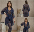 3 Pcs Net Lace Comfortable And Lightweight Lingerie Set /
Transparent Nighty (Gown Inner Trouser)