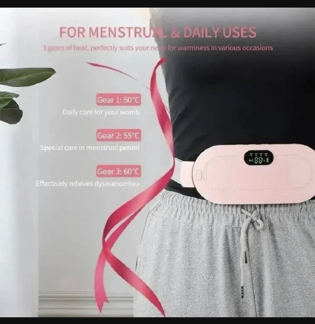 Period Cramp Relief Belt Portable Electric Heating Pad with Massager for Women