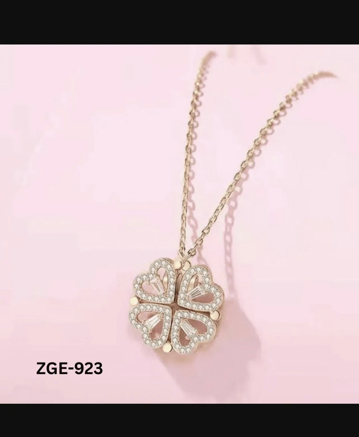 Magnetic Heart Clover Necklace Golden Silver 4 Leaf