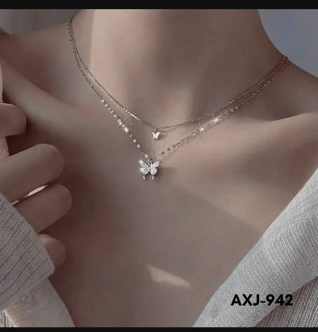 Silver Butterfly Necklace for Women
