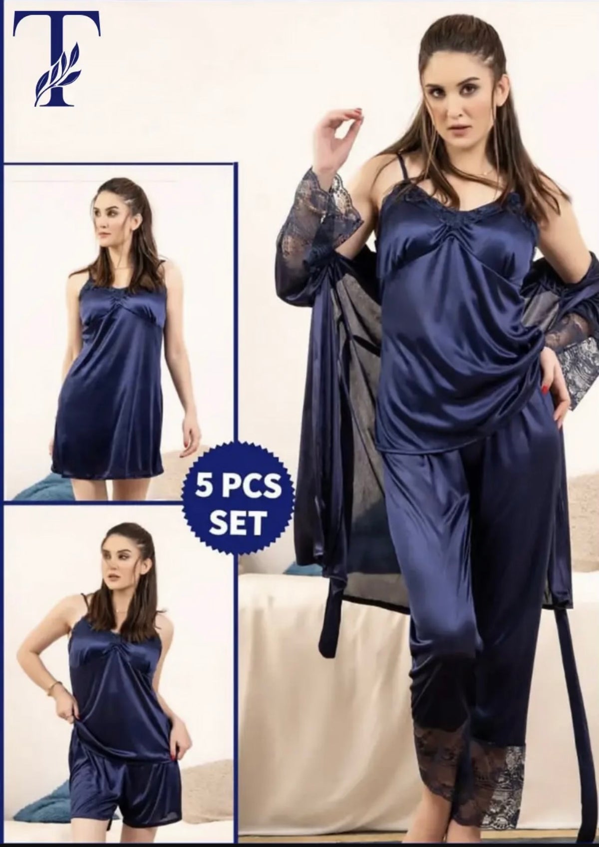 Jersey Lace Comfortable And Lightweight Nightwear Set