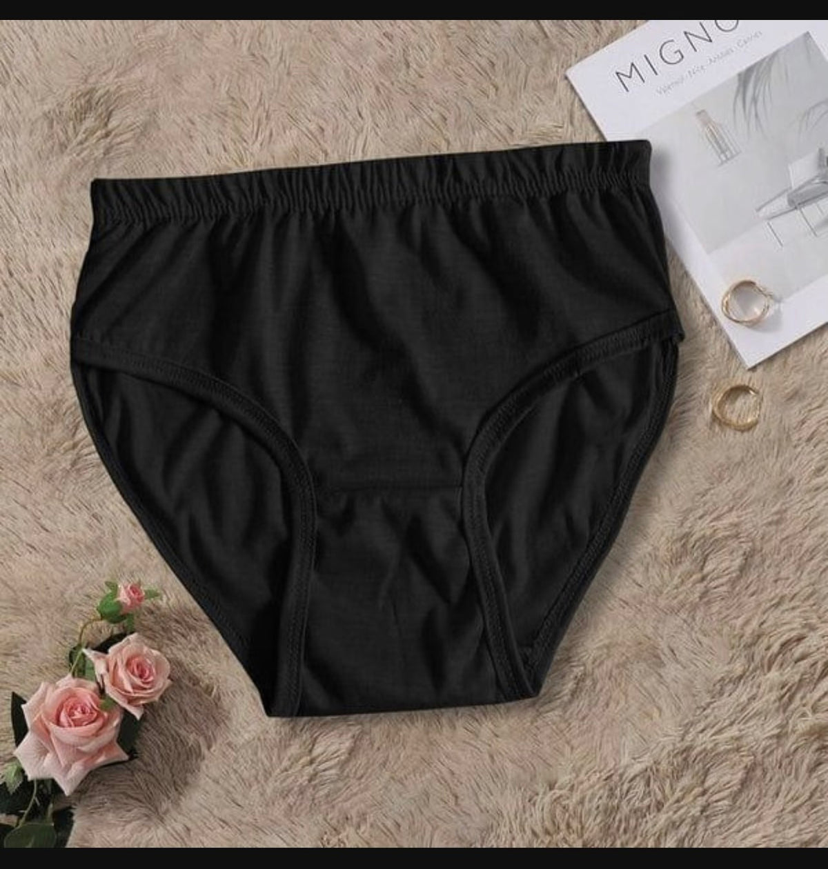 Stretchable Cotton Panties Black Beige S-XXL