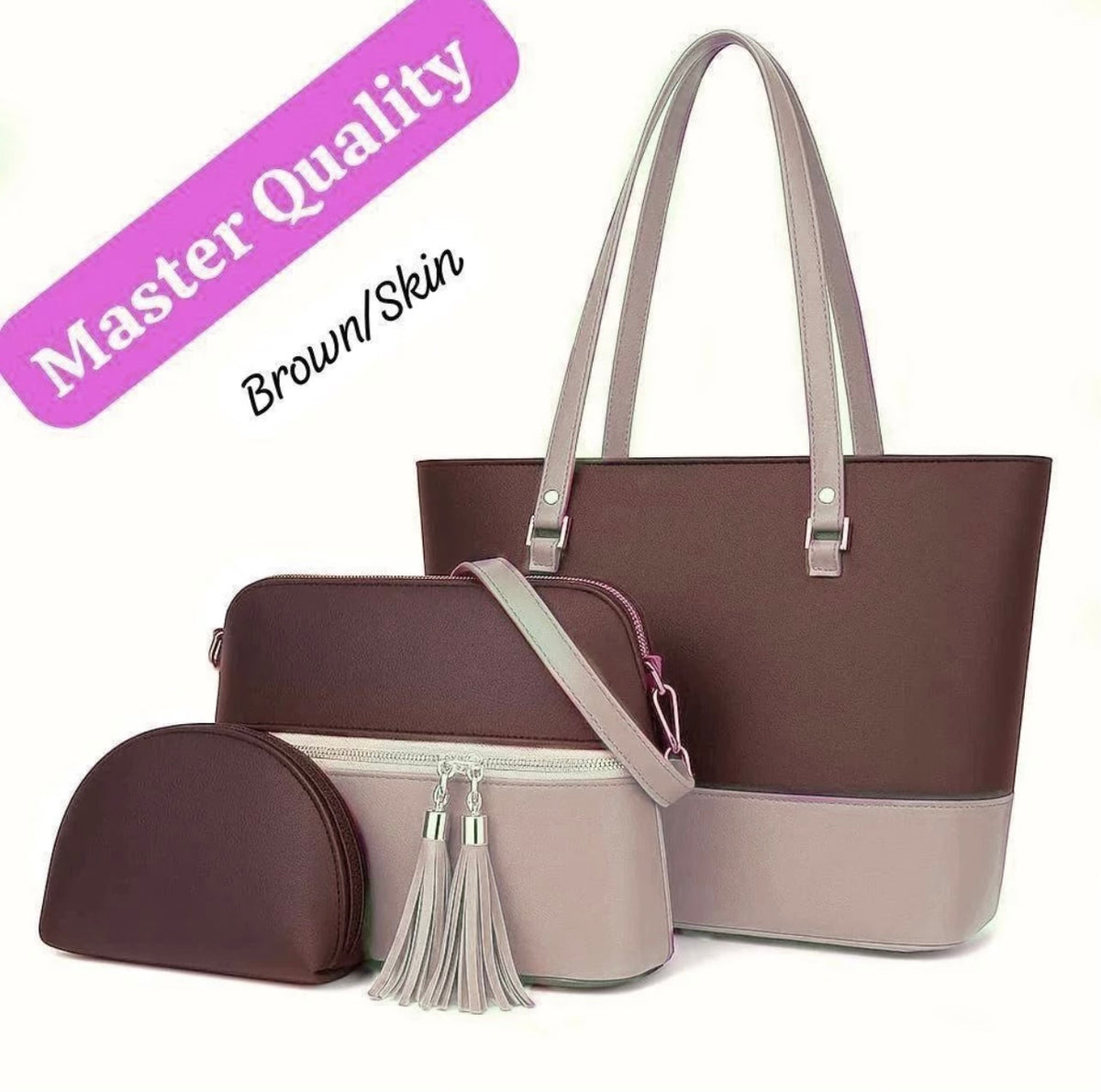 Women PU Leather 3-Piece Multicolor Handbag Set
