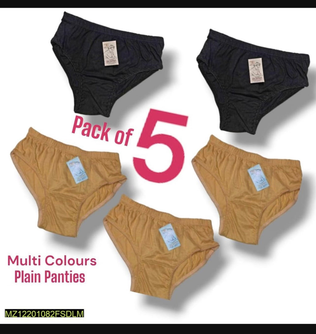 Women Cotton Plain Panties Pack of 5 Multi Colors