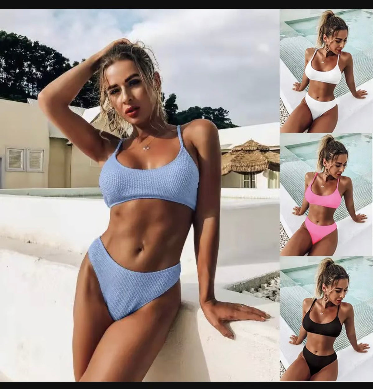 2022 New Arrival Split Brief Swim Suit Blue Water Wave thread