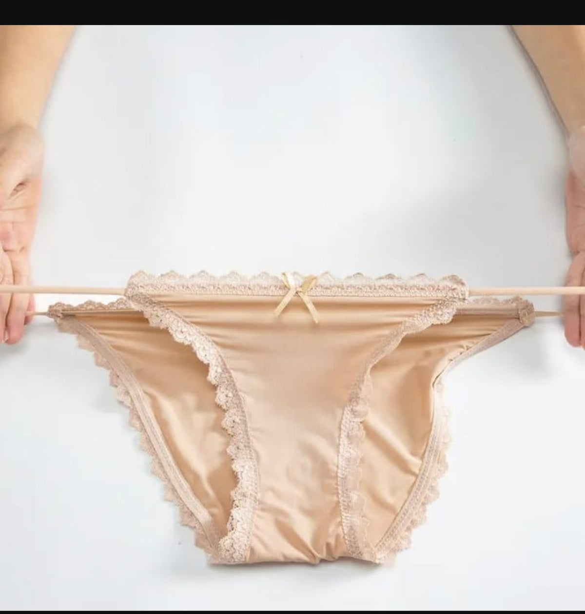 Beige Silk Lace G-String Women's Underwear