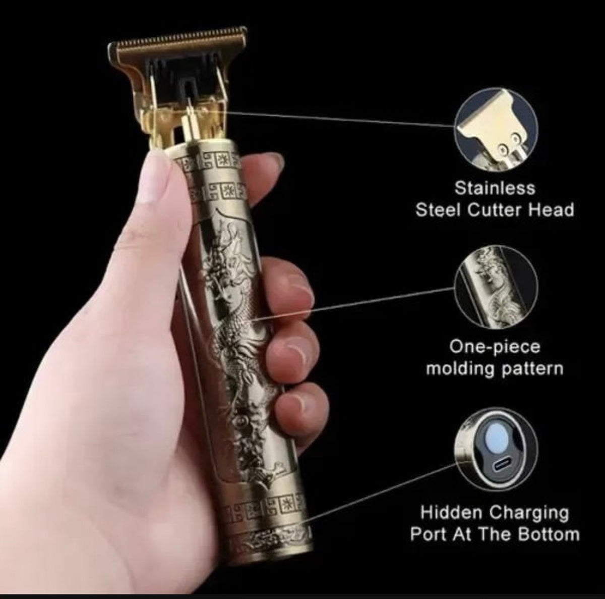 Men's Wet Dry Hair Trimmer with Dragon Design