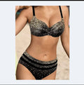 Black Sparkly Star Print Split Bikini Set