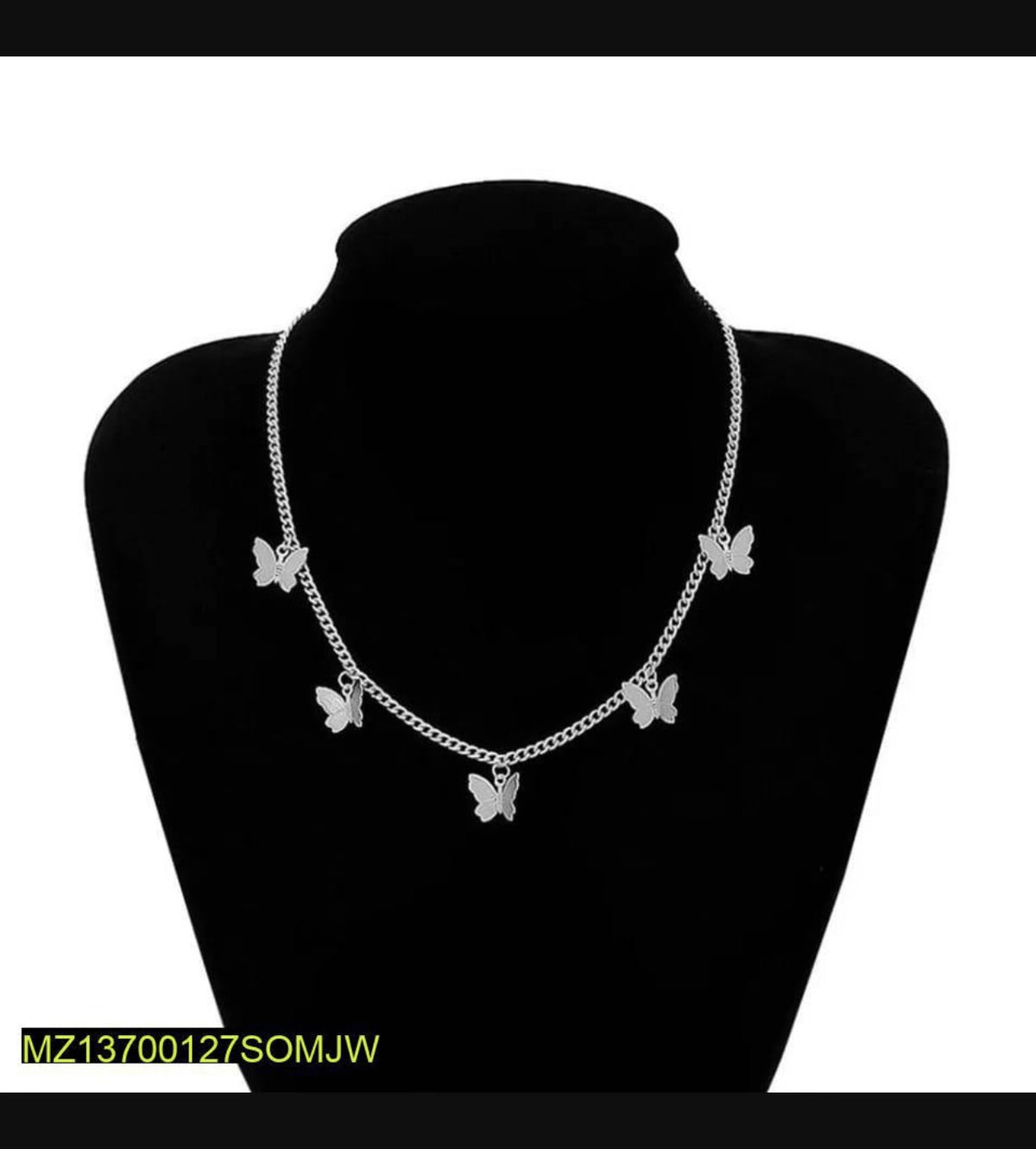 Silver Butterfly Choker Necklace Adjustable for Women