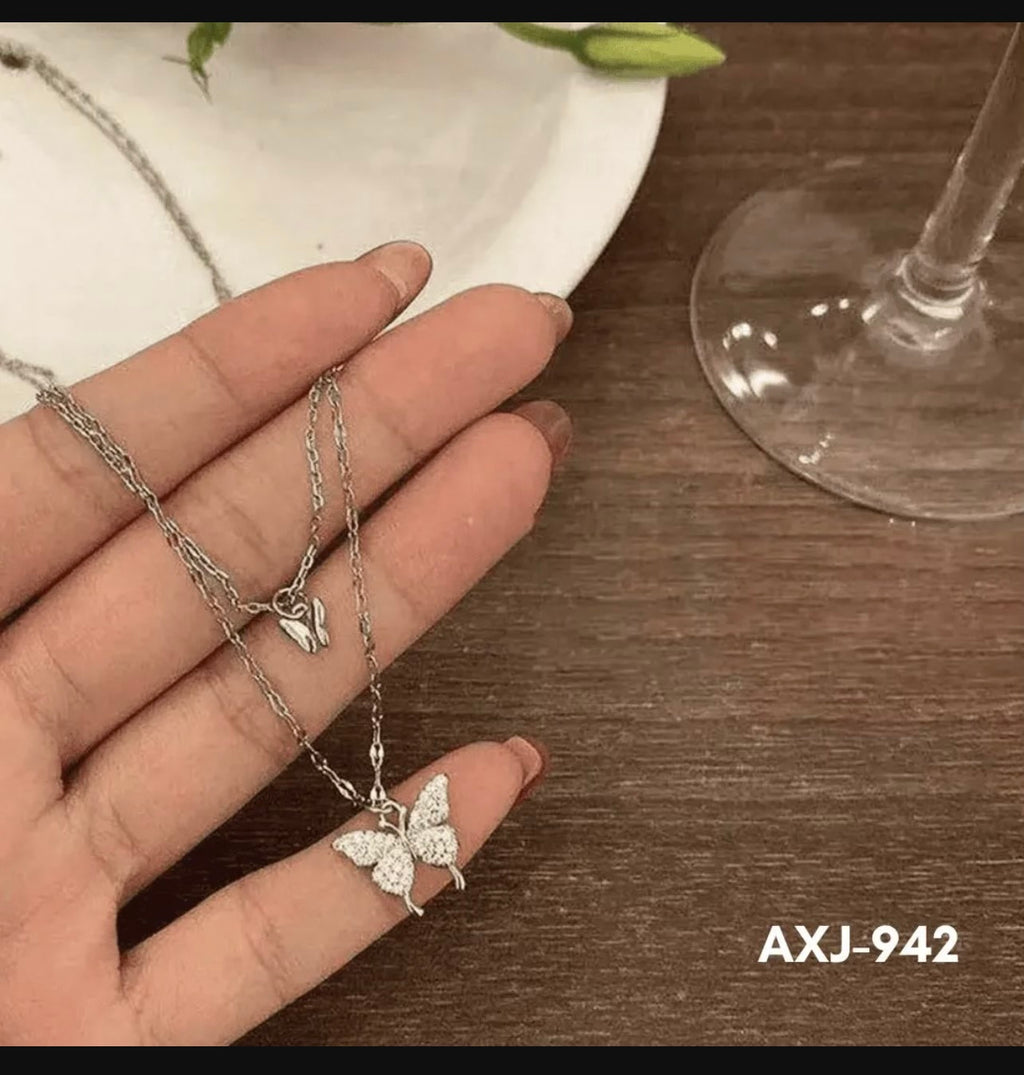Silver Butterfly Necklace for Women